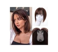 JIANBOHAIRS Topper for capelli da donna, capelli umani, frangia media con copertura 3D a 360°, for donne for Thinning Hair(Brown)