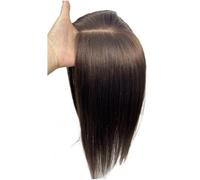 JIANBOHAIRS Topper for capelli umani con base in pizzo da 12x13 cm, riga centrale invisibile, parrucchino naturale for donna for Thinning Hair(Dark Brown,20 cm)