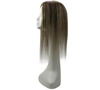 JIANBOHAIRS Topper for capelli umani lisci da 10-18" for donne, base MoNo con simulazione del cuoio capelluto, 13×13 cm, con 4 clip, annodati a mano for Thinning Hair(10 Inches)