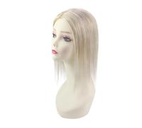 JIANBOHAIRS Topper in capelli umani for donne con capelli diradati, base MoNo da 13x13 cm, fatto a mano, con clip. for Thinning Hair(16inches,Bleach Blonde)