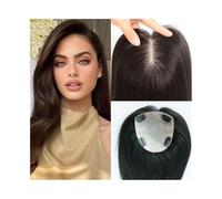 JIANBOHAIRS Topper in seta da 12x14 cm for donna, capelli umani Remy, senza frangia, capelli lisci, pezzi, doppio nodo, aggiunge volume ai capelli for Thinning Hair(25cm)