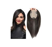 JIANBOHAIRS Toppers For Capelli Da Donna In Seta Completamente Fatti A Mano, Dimensioni 10X12 Cm, Pezzi Di Capelli Umani Lisci Con Cuoio Capelluto Naturale Con 3 Clip for Thinning Hair(12 inches)