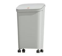 JIANBOHAIRS Waste Paper Basket Bidone della spazzatura in plastica mobile da 5,2 galloni, con coperchio a pressione, con ruote e anello di pressione incorporato for casa/bagno/ufficio/garage(Gray)