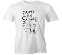 JIANBRAND Daniel Johnston Don't Be Scared 1982 Iconic Pop Art Abstract Low Fi Shirts Summer Clothes Mens Graphic T-Shirts White L