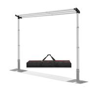 Jiang&Rong Supporto per sfondo a tre barre trasversali da 3,4 x 3,4 m, resistente, regolabile, tubo e supporto per drappeggio, supporto per sfondo, sfondo fotografico per studio fotografico, cornice