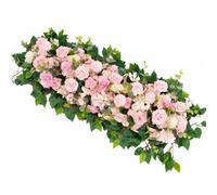 Jiangbered Composizione Floreale Orizzontale Artificiale Elegante Arrangiamento Floreale Allungato con Foglie a Bassa Manutenzione per Eventi, Matrimoni, Scenari, Chiaro