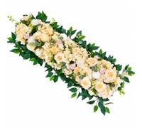 Jiangbered Composizione Floreale Orizzontale Artificiale Elegante Arrangiamento Floreale Allungato con Foglie a Bassa Manutenzione per Eventi, Matrimoni, Scenari, Champagne