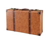 Jiangbered Custodia Vintage in Legno e Pelle Custodia Rigida Rettangolare con Chiusure Metalliche con Bordi Rinforzati per Arredamento Interni, Chiaro