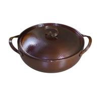 Jiangbered Pentola in Rame Rustica Pentola Battuta in Rame Conduzione Termica Uniforme Casseruola per Campeggio, 22CM