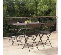Jiangboyue-3152115 - Sedie pieghevoli da bistrot 4 pezzi, in rattan sintetico e acciaio, colore: marrone