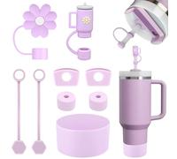 JiangLin Set di 9 accessori Stanley Cup, include 2 coperchi per cannuccia Stanley Cup, 1 custodia in silicone, 6 tappi in silicone per Stanley Cup Quencher Accessories 1,2 l (Lilla)