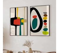 JIANGSHANDAIYOUCAIREN Pittura su tela astratta unico colore geometrico blocco Poster Wall Art stampe immagine soggiorno interni decorazione della casa senza telaio-40x50cmX2
