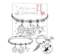 JIANGWON Regalo ragazza 10 11 12 anni - Bracciale 10 11 12 ° compleanno, regalo di compleanno per donne e ragazze, regalo di cavallo ragazza, bella idea, Eine Grösse, Acciaio inossidabile, Nessuna