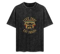 JiangXiaoYu Live Fast Eat Trash Vintage Camping T-Shirt Unisex Black Tee XL