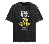 JiangXiaoYu Lord of The Drinks One Beer to Rule Them T-Shirt Unisex Black Tee XXL