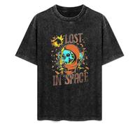 JiangXiaoYu Lost in Space Astronaut Skull T-Shirt Unisex Black Tee M