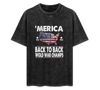 JiangXiaoYu Merica Back to Back World War Champs T-Shirt Unisex Black Tee L