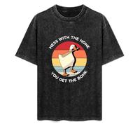 JiangXiaoYu Mess with The Honk You Get The Bonk Goose Meme Duck T-Shirt Unisex Black Tee 3XL
