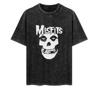 JiangXiaoYu Misftis Distressed Fiend Face Danzig T-Shirt Unisex Black Tee S
