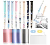 JIANGZHIB 8 penne a sfera cancellabili, penna gel, penna a sfera con 30 ricariche e 2 gomme, penne gel da 0,5 mm, cancellabili per bambini e adulti, schizzi