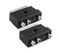 JiangZShangM 2 adattatori scart a 3 uscite + S-Video S-VHS, commutatore audio video con connettore RCA e S-Video, funzione In/Out per TV, lettore DVD, ricevitore e dispositivi AV