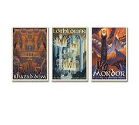 JIANJIE Mordor Lord of The Ring Hobbit Movie Vintage Travel Canvas Art Poster Set di 3 poster da parete Pittura su tela Stampe Decor Poster Opere d'arte 12