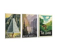 JIANJIE The SHIRE - Set di 3 poster con scritta "Il Signore degli Anelli", motivo: Anime Retro Reise, poster artistici su tela, decorazione da parete, foto per la casa, poster decorativi moderni