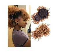 jianjunchaling 12 pollici sintetico per capelli Bun Ponytail Drawstring with Bangs Short Kinky Curly Pony Tail Clip in estensioni per donne Scrunchies Hair Ponytail for Women Girls(Light Honey Blonde)
