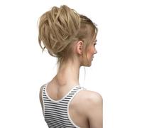jianjunchaling Chignon Ciambella sintetica riccia, Chouchou, Chignon disstylato elastico, posticcio, coda di cavallo bionda per capelli da donna Ponytail per donne (Golden)