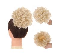 jianjunchaling Dreadlock Bun, Afro Puff Drawstring Ponytail Hair Bun sintetico Faux Locs Crochet Hairpieces Clip in Braided Chignon Hair Extensions for Black Women Hair Ponytail for Women Girls(Gold)