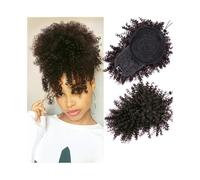 jianjunchaling Extension sintetiche per capelli da 12 pollici con bangs Short Kinky Curly Pony in Extension for Women Scrunchies Hair Ponytail for Women Girls (marrone scuro)