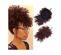 jianjunchaling Extension sintetiche per capelli da 12 pollici con bangs Short Kinky Curly Pony in Extension for Women Scrunchies Hair Ponytail for Women Girls (Brown)