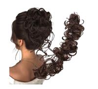 jianjunchaling Fai da te Wrap Around Bun Hairs Messy Bun Haires Piece Curly Wavy Hair Buns Scrunchies Extension Long Ponytail Hair Ponytail for Women Girls (Medium Brown)
