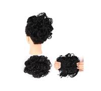 jianjunchaling Grande nodo di capelli disordinato, chignon ricci con clip nella copertura, estensione della coda di cavallo, parrucca sintetica per capelli per ragazze (Jet Black)