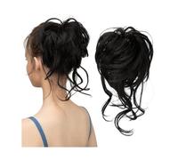 jianjunchaling Messy Bun Hair Piece Tousled Updo Extension Elastic Hair Pieces Curly Scrunchie for Women Hair Ponytail for Women Girls (Off Black)