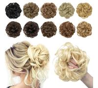 jianjunchaling Nodo per capelli disordinato, capelli ondulati, ricci, sintetici, capelli finti, coda di cavallo per donne (Golden Auburn)