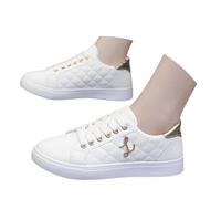 JIANROU Scarpe da ginnastica da donna, per il tempo libero, per camminare, per attività all'aperto, durevoli, eleganti, basse, per lo sport, bianco, 40 EU