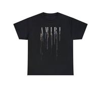 JIANSHANG Amiri Pain Color T Shirt, Vintage Luxury Amiri Shirt Streetwear Sweatshirt Black M