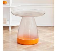 JIANSOZ Tavolino Rotondo, Comodino Rotondo per Camera da Letto, Moderno Comodino in plastica, tavolino da caffè Piccolo per Soggiorno, Ufficio (Arancione Trasparente)