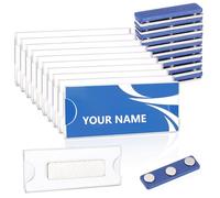 JIANTA 10 Pezzi Targhette Magnetiche, 75 x 30 mm Magnete per Targhette per Abbigliamento, Targhetta Porta Badge Riutilizzabile con Magnete Clip Autoadesivo