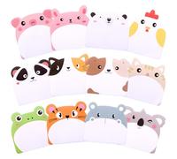 JIANTA 12 Pezzi Blocchetti Memo Adesivi, 320 Fogli Gadget Compleanno Bambini, Mini Note Adesive Cartone Animato 12 Disegni Animali Block Notes