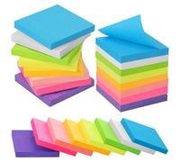 JIANTA 24 Pezzi Foglietti Adesivi 76x76mm, 8 Colori Note Autoadesivi, Blocchetti Memo Adesivi Block Notes, Sticky Notes, 100 Fogli/Pad