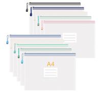 JIANTA Borse di File, 10Pcs Buste Plastica Zip A4, Sacchetto di Zip Impermeabile Mesh, Sacchetto del Documento Trasparenti, Busta Plastica con Tasca ID per Uffici Cosmetici Forniture