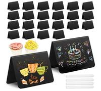 JIANTA Mini Cartelli Lavagna con 4 Pennarelli, 24 Pezzi a Forma di V - Segnaletica Riservati per Tavoli e Messaggi, 10 x 7,5 cm