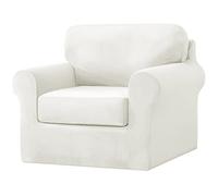 Jianyana Copridivano in Velluto con Schienali Separati E Cuscini Seduta, Copridivano Antiscivolo con Fascia Elastica, Copridivano Elasticizzato Copridivani Antimacchia (bianco, 1 posto-3 pezzi)