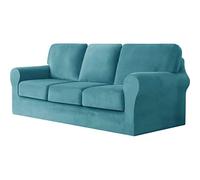 Jianyana Copridivano in Velluto con Schienali Separati E Cuscini Seduta, Copridivano Antiscivolo con Fascia Elastica, Copridivano Elasticizzato Copridivani Antimacchia (blu,3 posti-7 pezzi)