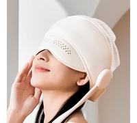 JIANYANA Massaggiatore per testa e occhi con calore, massaggiatore per cuoio capelluto a 6 zone, maschera riscaldata al grafene, 4 modalità e cinghia regolabile per alleviare l'emicrania, rilassare lo