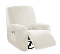 Jianyana Velluto Copripoltrona Relax Reclinabile Universale in 4-Pezzo,Premium Copripoltrona elettrica reclinabile Antiscivolo 1 Posto, Fodera per Poltrona Reclinabile (bianco)