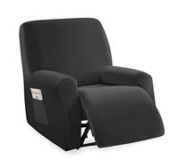 Jianyana Velluto Copripoltrona Relax Reclinabile Universale in 4-Pezzo,Premium Copripoltrona elettrica reclinabile Antiscivolo 1 Posto, Fodera per Poltrona Reclinabile (grigio scuro)