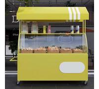 JIAOCKJIAO Bancarella Chiosco Alimentare con Tettoia, Bancarelle del Mercato Portatile con Ruote, Carrello per Venditori Ambulanti con Pannello In Acrilico(Yellow)